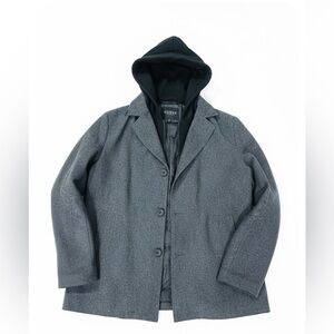 Men’s Guess Hooded Wool Blend Charcoal Coat